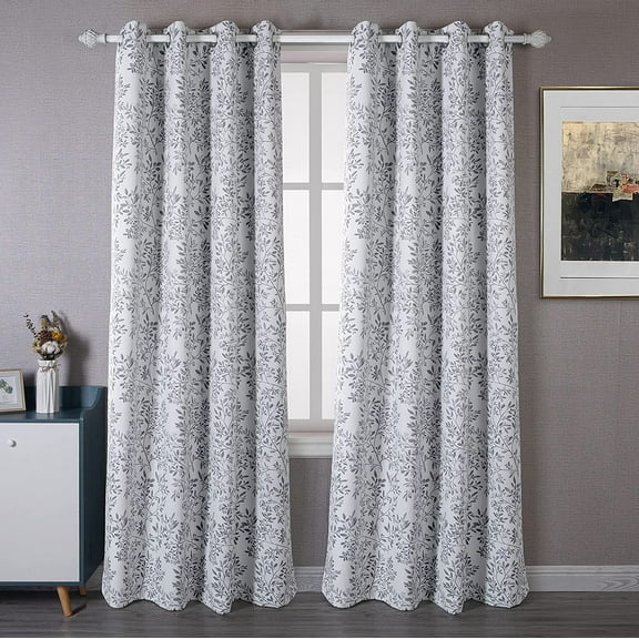 DriftAway Blackout Room Darkening Thermal Insulated Home Window Curtain 2 Panels 84"L x 52"W Gray