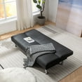 thumbnail image 6 of VECELO Faux Leather Couch Sofa Bed, 65" Folding Futon Sofa with Dual USB Charging Ports for Living Room, Black, 6 of 8
