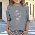thumbnail image 1 of Blusas y camisas de cuello redondo y manga larga para niños, blusas/camisas de poliéster con estampado de corazones, mangas 3/4 y cuello redondo, elegantes e informales., 1 of 5