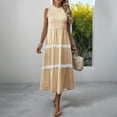 thumbnail image 2 of Ashirexll Midi Dresses for Women, Flowy Dresses for Women, Ruffle Edge Round Neck Sleeveless Long Pulling Stripe Tank Dresses, 2 of 7