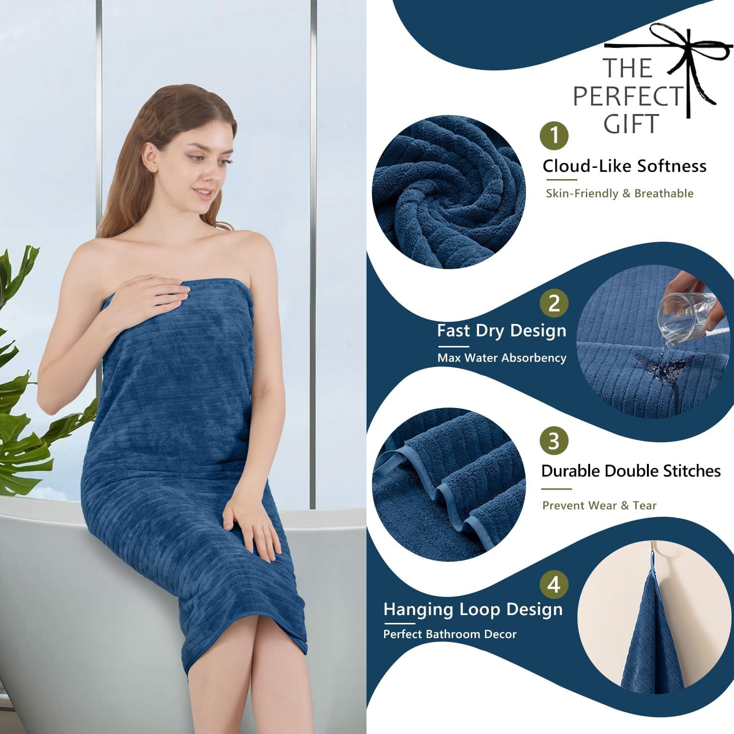 35x70 Inches Extra Large Bath Towels, Cotton Bathroom Towels, Super Soft and Absorbent - 4 Colors