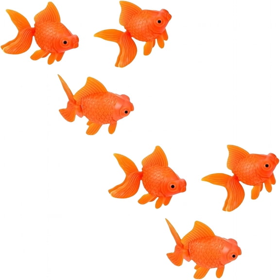 BESTSKY 6 Pcs Orange Fake Floating Fishes Plastic Fake Goldfish Artificial Aquarium Fishes Colorful Realistic Artificial Moving Fish Ornament Decorations