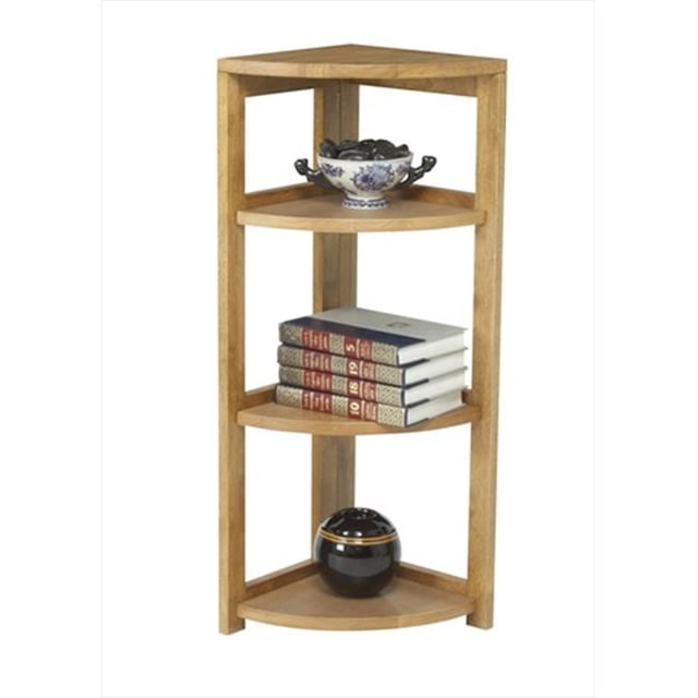 34 In. High Corner Folding Bookcase - Medium Oak