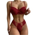 thumbnail image 2 of EGNMCR Women'S Sexy Lingerie Set Lace Matching Bra And Panty Set Hollow Out Lace Solid Color Sexy Sling Pajama Set Sexy Lingerie Set - Fall, 2 of 5