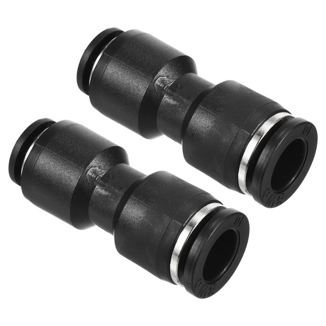 Unique Bargains 10mm à 8mm Réduction Union Pousser pour Connecter Raccord de Ligne d'Air Noir, 2 Pack