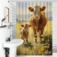 thumbnail image 4 of Farmhouse Highland Cow Funny Cattle And Flower Shower Curtain Modern Home Bathroom Bathtub Decor Waterproof Fabric with 12PCS Hooks, 4 of 8