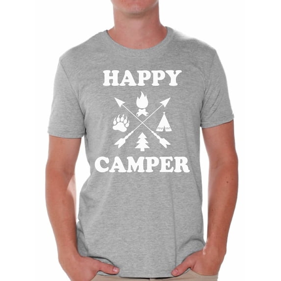 Awkward Styles Happy Mens Shirt Happy Camper Men's T Shirt Cute Camping Clothes for Him Happy Camper Shirt for Boyfriend Camping Lovers Gifts Camper T Shirt for Dad Happy Camper Shirt for Men
