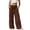 Brown, variant on Women's Wide Leg Sweatpants Bow Tie Elastic High Waist Pleated Palazzo Lounge Boho Trouser Pants with Pockets (S, Wine)
