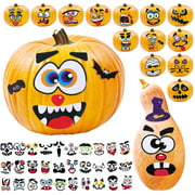 ESSENSON Large Halloween Pumpkin Stickers Decorations Party Favors for Kids Boys Girls - Make 50 Face Mouth Eyes Stickers Halloween Decor