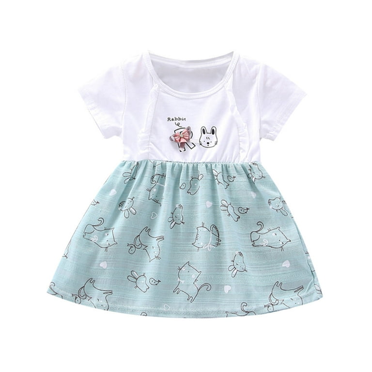 BTJX Print Cat Kids Princess Dresses Toddler Flower Dress Cartoon