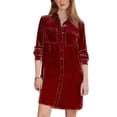 thumbnail image 2 of Hvyesh Women's Velvet Shirt Dress Trendy Casual Long Sleeve Button Down Midi Dresses Velvet Lapel Work T-Shirt Dress, 2 of 5