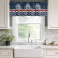 thumbnail image 2 of Nautical Sailing Boats Valances for Windows, Rod Pocket Kitchen Valance Curtains - Soft & Washable Small Window Treatment for Living Room, Bathroom, Red Navy Blue Geometric Stripes 42x12inch, 2 of 9