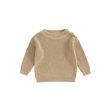 

Suealasg Toddler Boys Girls Sweaters 6M 1T 2T 3T Kids Long Sleeve Solid Color Knit Warm Pullovers Tops Casual Fall Knitwear Clothes for Baby Boys Girls