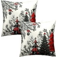 thumbnail image 2 of Christmas Tree Pillow Cover 20x20 Inch Set of 2, Rustic Red Black Plaid Xmas Tree Winter Holiday Pillow Case Cotton Cushion Covers for Living Room Bedroom Sofa Couch Car Decor, 2 of 6
