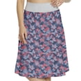 thumbnail image 1 of Women's Tropical Leaves and Butterflies A-line Printed Skirt Casual Wear, XL, Coral and Slate Blue, by Ambesonne, 1 of 1