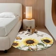 thumbnail image 2 of American Pastoral Style Round Rugs for Living Room 6ft Flower Sunflower Farm Non Slip Circle Rug Washable Low-Profile Indoor Carpet for Bedroom, Dining Room, Bathroom, 2 of 9