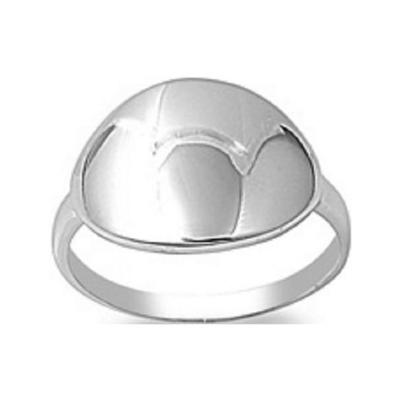 925 Sterling Silver Arched Oval Polished Metal Plate Ring Size 10