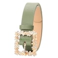 thumbnail image 1 of Wdgfv Women Rhinestone Leather Belt, Rhinestone and Gold Rose Square Buckle Belt for Pants Dress Jeans Green One Size, 1 of 2