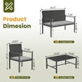 thumbnail image 5 of UDPATIO 4 Piece Patio Furniture Sets, Outdoor Conversation Sets of 4, 4 Pieces Wicker Patio Furniture Set with Coffee Table, Gray, 5 of 8