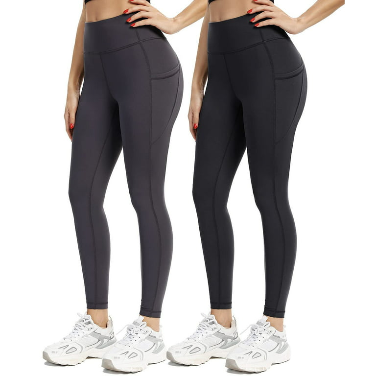 UMINEUX 2 Pack Yoga Pants for Women, 7/8 High Waist Yoga Leggings with  Pockets (Medium, Gray + Black)