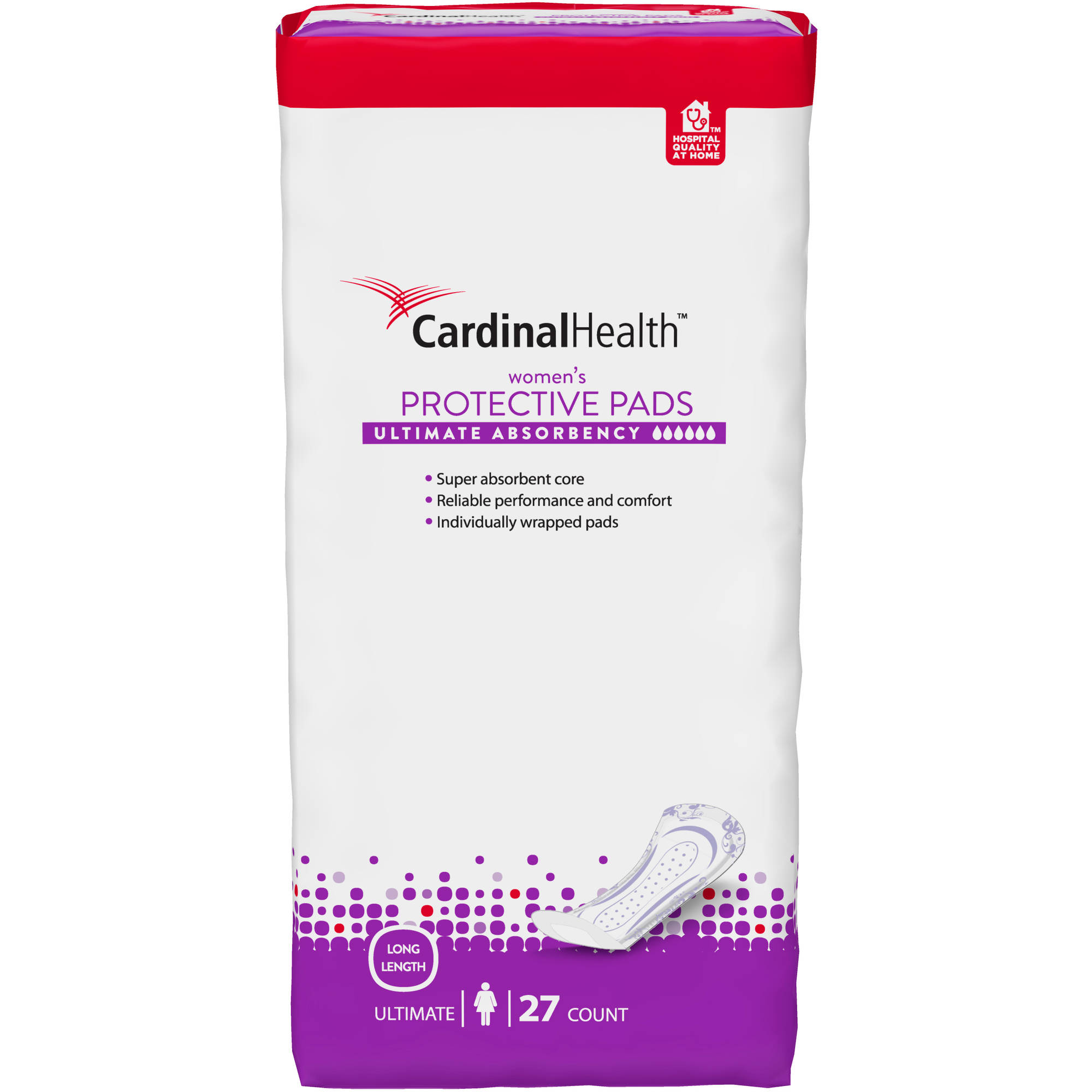 Cardinal Health Ultimate Absorbency Women's Protective Pads, Long