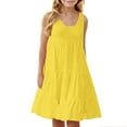 thumbnail image 6 of Sundresses for Girl Casual New Sundresses for Girls 2025 Vacation Summer Beach Ruffle Dresses Casual Sleeveless Flowy Tshirt Dress Yellow 160, 6 of 7