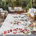 thumbnail image 3 of Outdoor Rug 5x8 ft Watercolor Vintage Christmas Branch Waterproof Outdoor Patio Rug Mat Non Slip Outside Area Rugs Carpet for RV,Camping,Porch,Deck,Pool,Balconybackyard,Winter Holly Berry, 3 of 9