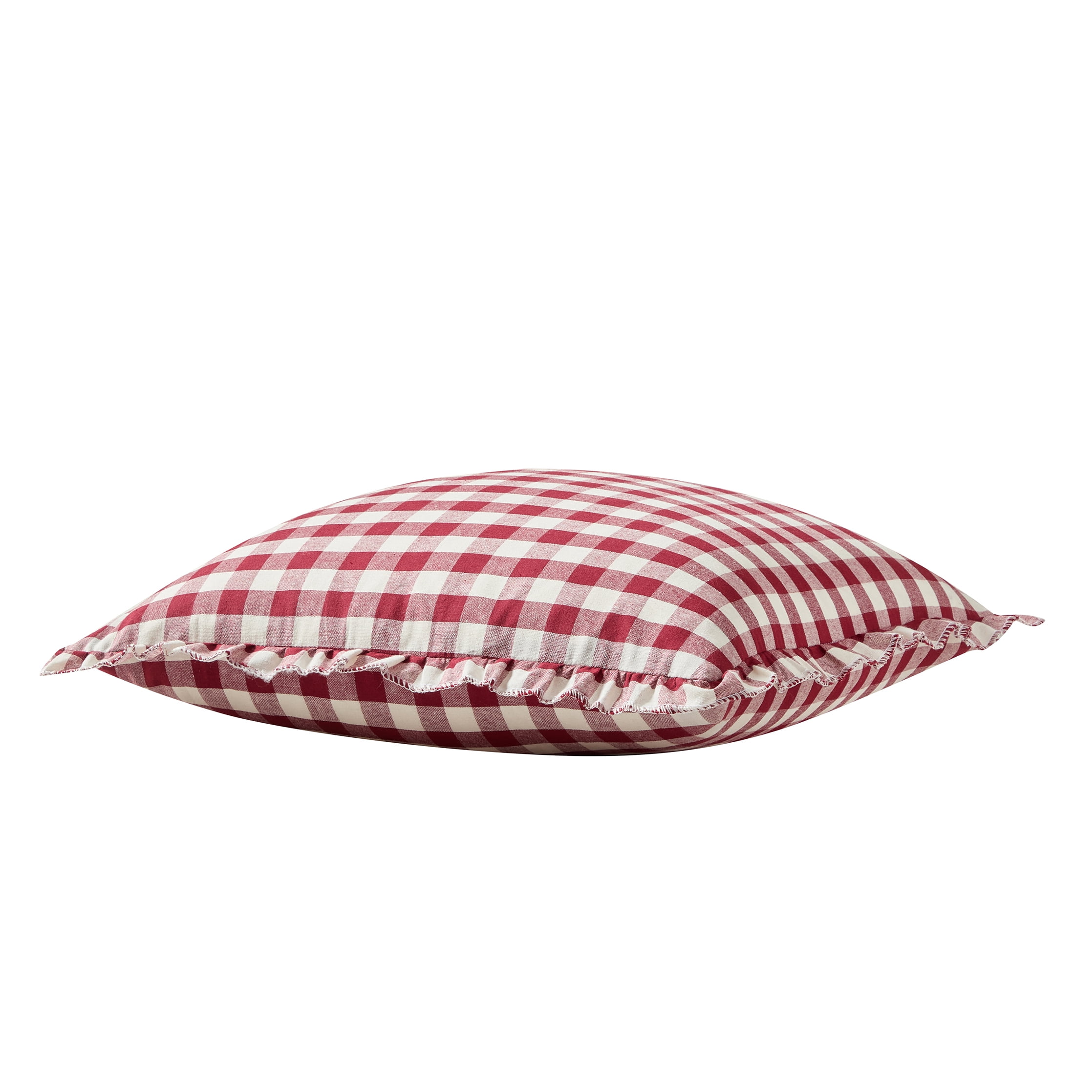 My Texas House 18" x 18" Ivory /Red Micro Gingham Decorative Pillow