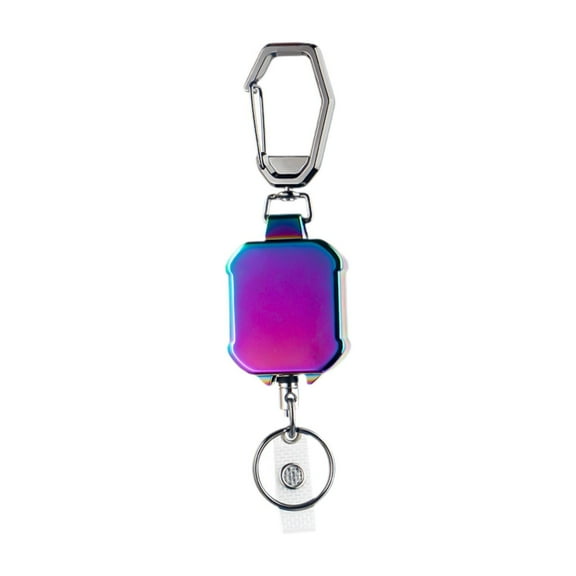 Kuntesetty Carabiner Keys Chains ID Holder Reel Pull Cord with Steel Cord Retractable violet