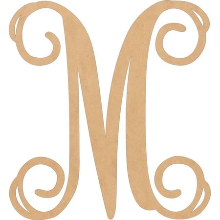 Wood Letters, Blank 6'' Vine Font M, Craft Wall Hanging Shape
