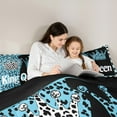 thumbnail image 5 of Castle Fairy Teens Adults King And Queen Crown 3 Pieces Queen Comforter Set,Abstract Cheetah Print Ultra Soft Bedding Sets,Happy Valentine's Day Bedding Comforter Set Breathable, 5 of 8