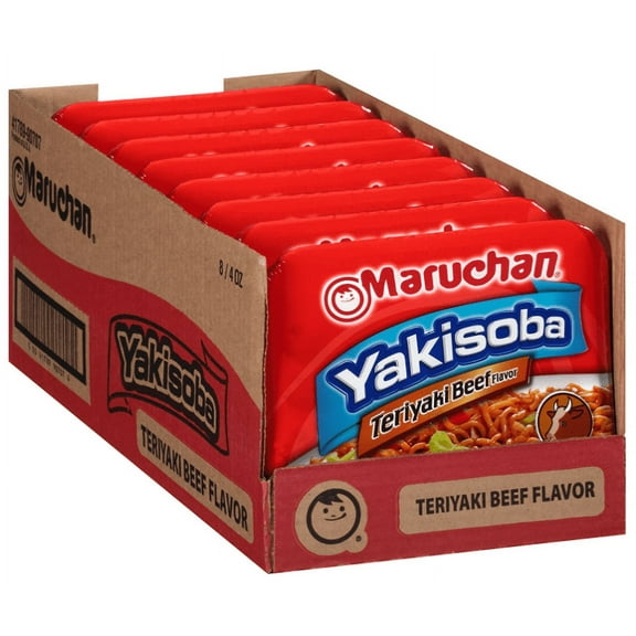 Maruchan Yakisoba Teriyaki Beef Tray, 4.00 Oz, Pack of 8