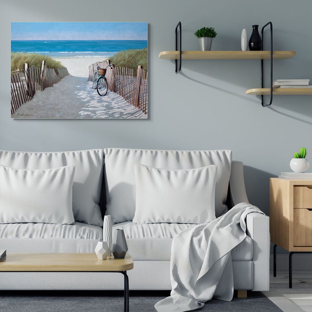Stupell Industries Beach Pathway and Bicycle Summer Nautical Painting Designed by Zhen-Huan Lu