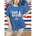thumbnail image 5 of XCHQRTI American Stars Stripes Women Plus Size Tshirt 4th of July Patriotic Tee Short Sleeve 2x-5x, 5 of 7