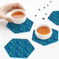 thumbnail image 4 of Leather Coasters with Heat-resistant for Drinks, Artistic Swirl Snake Blue -标题2 Hexagon, 4 of 5