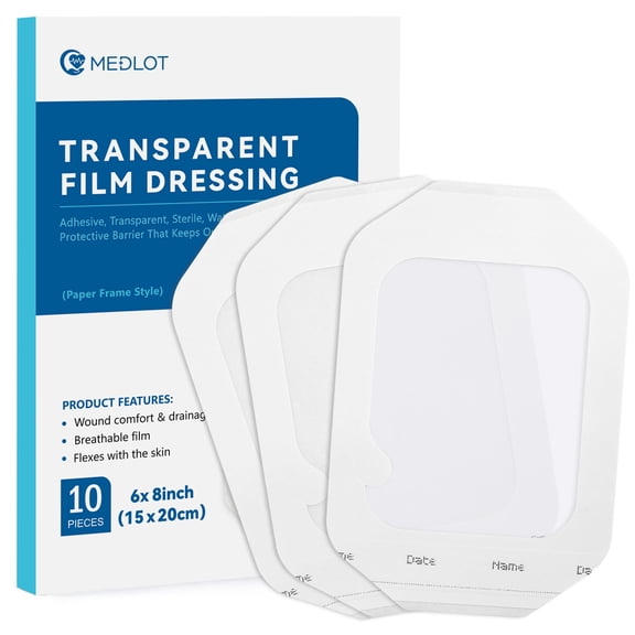 LotFancy Transparent Film Dressing 6" x 8",10 Count Waterproof Bandage for Post Surgical Shower, Tattoo Aftercare Bandage