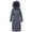 Gray, variant on Women Winter Coat Thick Warm Zipper Hooded Slim Down Jacket Coat Solid Color Plus Size Long Overcoat with Pockets