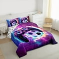 thumbnail image 3 of Manfei Gamepad Game Lovers Bedding Comforter Set,Geometric Honeycomb Hexagon Twin Comforter Sets,Purple Black Bedding Set For Boys Kids,Ultra Soft Home Decor Reversible,2-Piece, 3 of 8