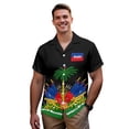 thumbnail image 3 of Garronmavis Haiti State Flags Matching Couple Outfits Men's Short Sleeve Shirt Summer Light Work Hawaiian Tops and Women's V-neck Dress Ruffle Sleeve Beach Party Sundress, 3 of 7