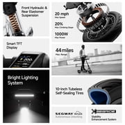 Segway F3 Electric Scooter, 20 mph Max Speed, 44 Miles Max Range, Teens and Adults, Black