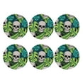 thumbnail image 2 of Disketp Skull And Palm Leaves Funny Coasters,6 Pcs Leather Coasters With Holder, Perfect Housewarming Hostess Gifts,Protect Furniture From Water Marks Scratch And Damage, 2 of 9