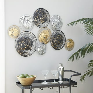 CosmoLiving Large Round Metallic Gold Metal Floral Orb Wall Decor | 32 ...