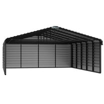 Arrow 20 x 24 x 7 ft Charcoal Steel Carport With 3 Wall Kit