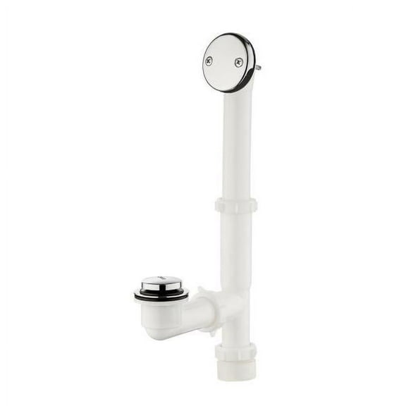 Everbilt Easy Touch 1-1/2 in. White Poly Pipe Bath Waste and Overflow Drain in Chrome