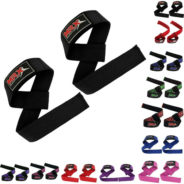 MRX Weight Lifting Gym Bar Straps - Strenght Training Dead Lift  Bodybuilding Strap Black 