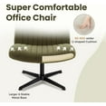 thumbnail image 6 of Criss Cross Velvet Armless Wide Office Chair - No Wheels, Cross Legged with Adjustable Height, Wide Seat, Desk Chair for Home, Office, Bedroom (Green), 6 of 7