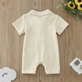 thumbnail image 4 of eileial Baby Boy Polo Romper Short Sleeve Solid Bodysuit Jumpsuit Collared Onsies Pique One-Piece Outfit,Beige 6-12 Months, 4 of 6