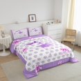 thumbnail image 3 of Erosebridal Ballet Princess Bedding King Comforter Set,Purple Bow Bedding Sets King with Comforter,Microfiber Reversible Comforter Sets King Size,Flower Decoration,3pcs, 3 of 8