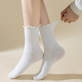 thumbnail image 5 of 5 Pairs Ribbed Knitted Ruffle Ankle Socks for Women and Girls Elastic Cuffs Casual Frilly Dress Socks Comfort Footwear, 5 of 9