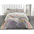 thumbnail image 2 of Ambesonne Feminine Quilted Coverlet 3 Pcs, Believe in Your Dreams Say, King Size, Beige and Lilac, 2 of 4